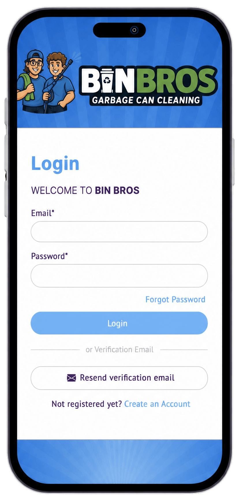Bin Bros mobile sign-up screen for scheduling garbage can cleaning service in Elmhurst, IL